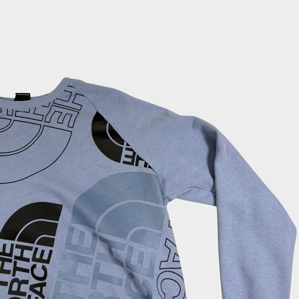 The North Face Womens Large Blue AOP Jumbo All Over Print Logo Sweatshirt Crew L - Picture 3 of 10